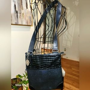Brighton crock and boarded and leather shoulder bag crossbody